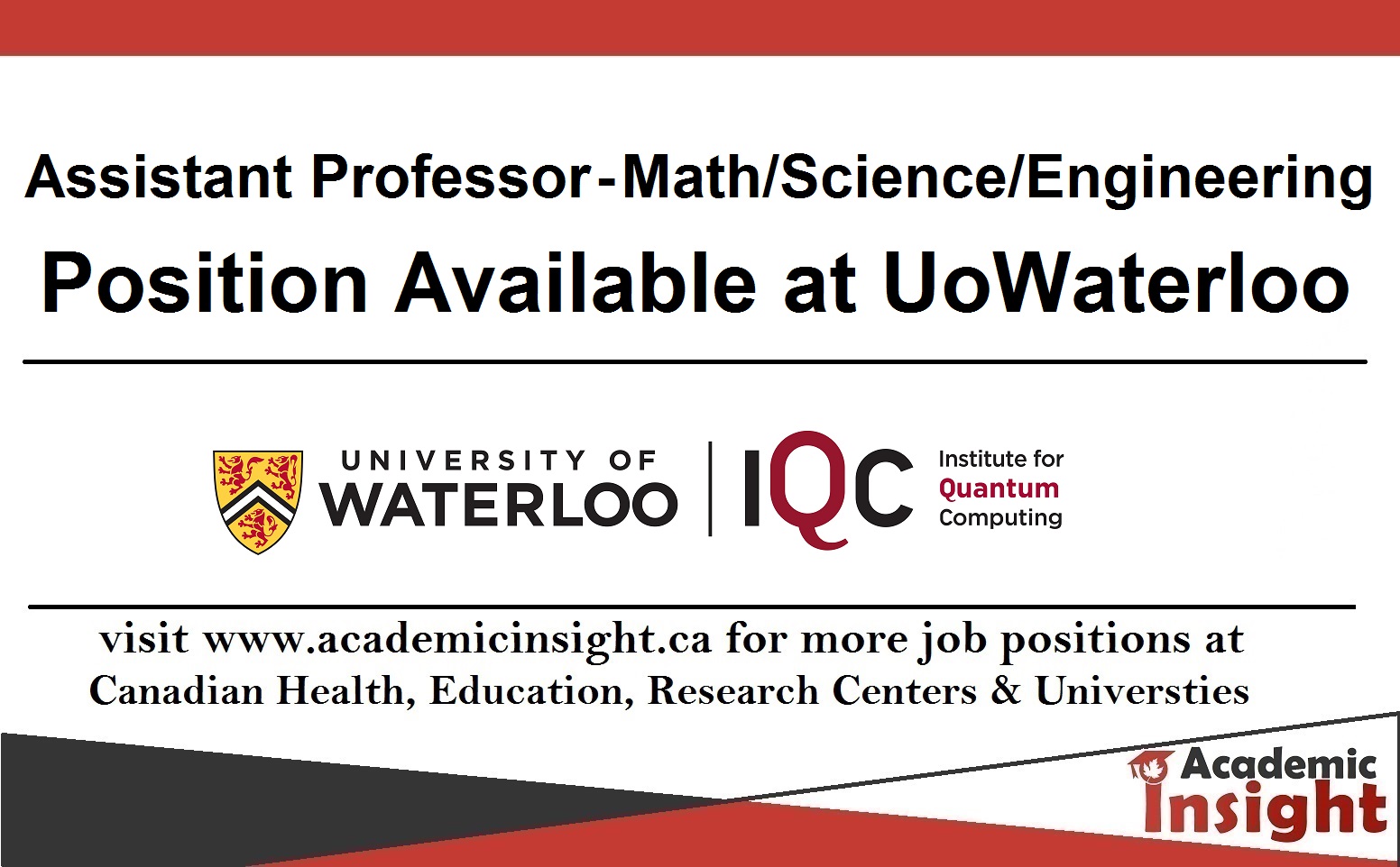 Position of Assistant Professor – Mathematics, Science or Engineering at Institute of Quantum Computing